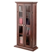 Pemberly Row Solid Wood CD & DVD Media Storage Cabinet in Antique Walnut
