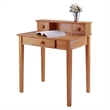 Pemberly Row Transitional Solid Wood Writing Desk with Hutch in Honey Brown