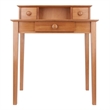 Pemberly Row Transitional Solid Wood Writing Desk with Hutch in Honey Brown