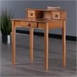 Pemberly Row Transitional Solid Wood Writing Desk with Hutch in Honey Brown