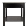 Pemberly Row 1-Drawer Solid Wood End Table with Shelf in Black