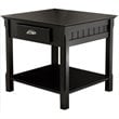 Pemberly Row 1-Drawer Solid Wood End Table with Shelf in Black