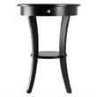 Pemberly Row Curved Leg Contemporary Wood End Table with Drawer in Black