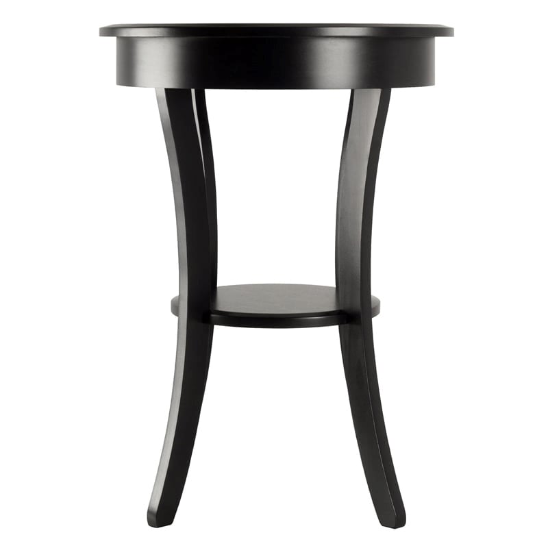 Pemberly Row Curved Leg Contemporary Wood End Table with Drawer in Black