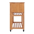 Pemberly Row Foldable Solid Wood Kitchen Cart with Casters in Light Oak