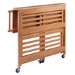 Pemberly Row Foldable Solid Wood Kitchen Cart with Casters in Light Oak