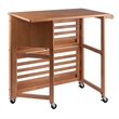 Pemberly Row Foldable Solid Wood Kitchen Cart with Casters in Light Oak