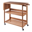 Pemberly Row Foldable Solid Wood Kitchen Cart with Casters in Light Oak