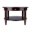 Pemberly Row Round Transitional Solid Wood Coffee Table in Antique Walnut