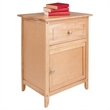 Pemberly Row Transitional Solid Wood Night Stand with Cabinet in Natural