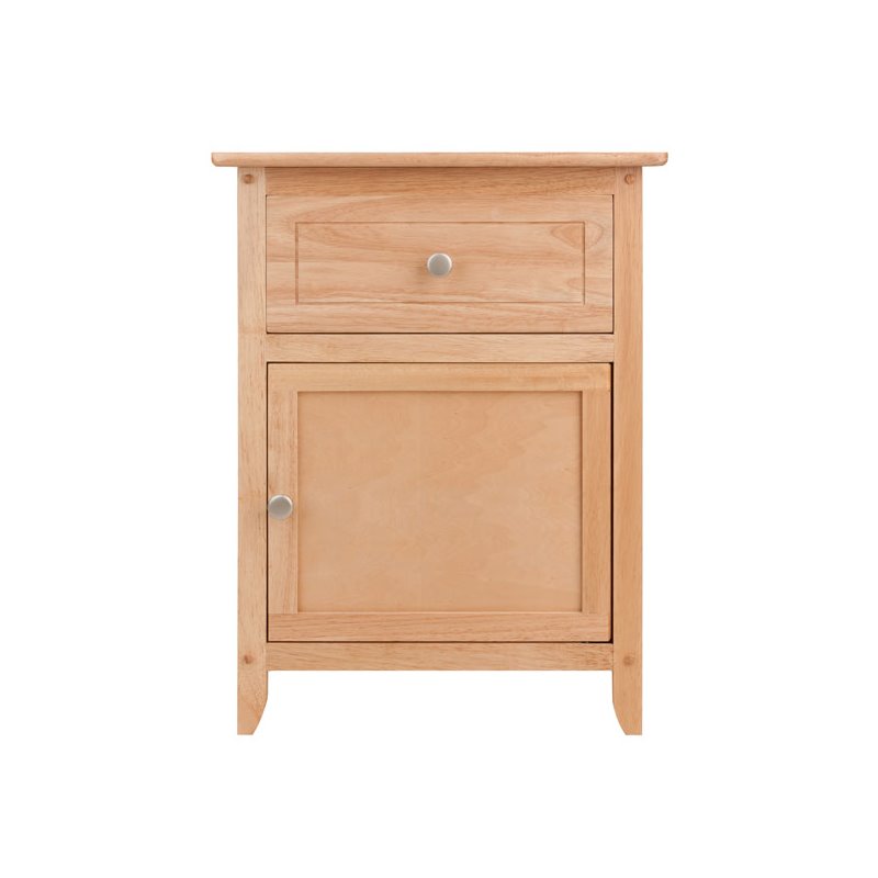 Pemberly Row Transitional Solid Wood Night Stand with Cabinet in Natural