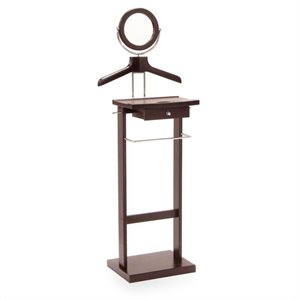 Pemberly Row Transitional Solid Wood Valet Stand w/ Mirror in Espresso