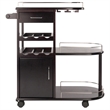 Pemberly Row Transitional Solid Wood Entertainment Bar Cart in Espresso