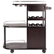 Pemberly Row Transitional Solid Wood Entertainment Bar Cart in Espresso