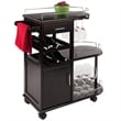 Pemberly Row Transitional Solid Wood Entertainment Bar Cart in Espresso