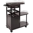 Pemberly Row Transitional Solid Wood Entertainment Bar Cart in Espresso