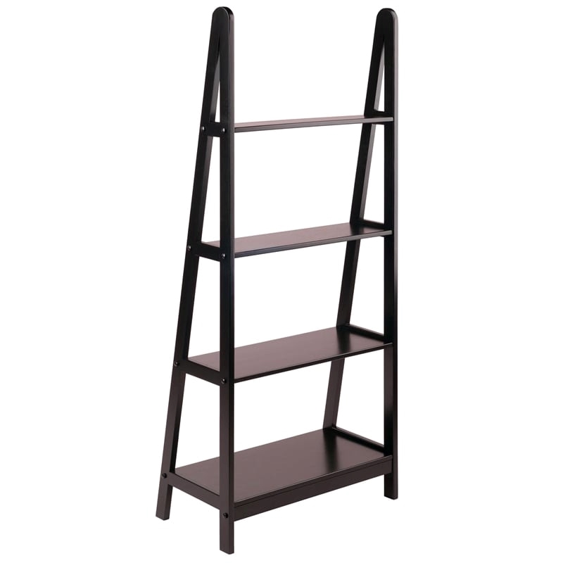 Pemberly Row 4-Tier A Frame Solid Wood Book Shelving Unit in Espresso