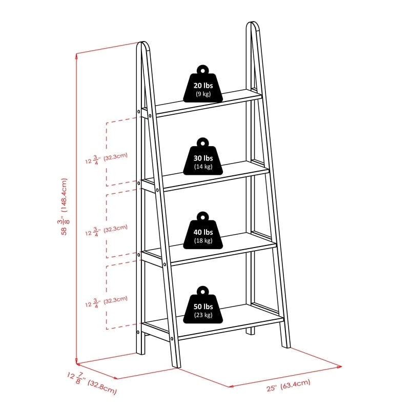 Pemberly Row 4-Tier A Frame Solid Wood Book Shelving Unit in Espresso