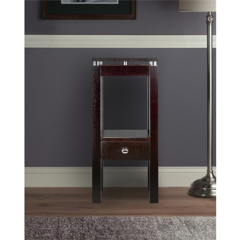 Pemberly Row Transitional Solid Wood End Table in Rich Espresso