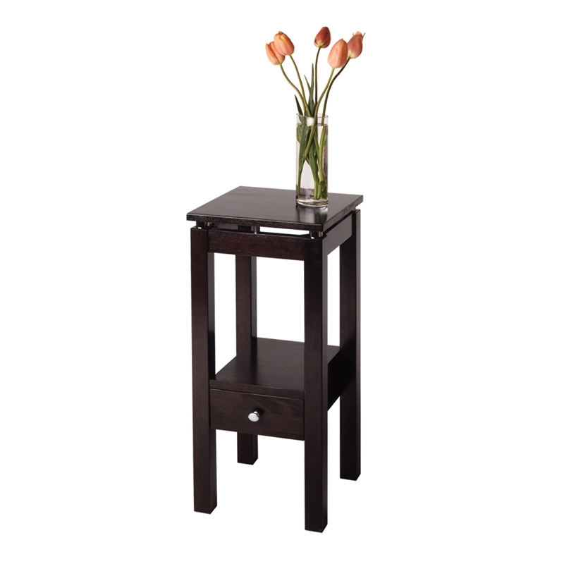 Pemberly Row Transitional Solid Wood End Table in Rich Espresso