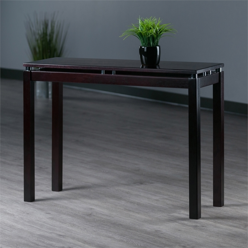 Pemberly Row Transitional Solid Wood Console Table in Rich Espresso