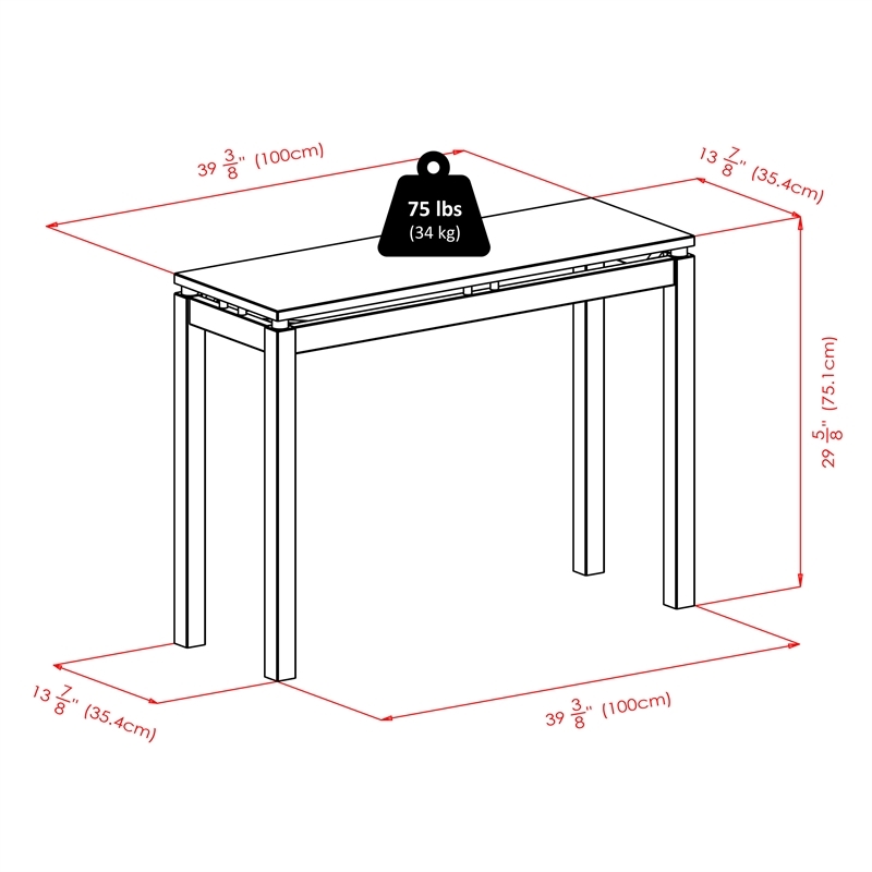 Pemberly Row Transitional Solid Wood Console Table in Rich Espresso