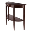 Pemberly Row Half Moon Transitional Solid Wood Console Table in Warm Walnut