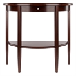 Pemberly Row Half Moon Transitional Solid Wood Console Table in Warm Walnut