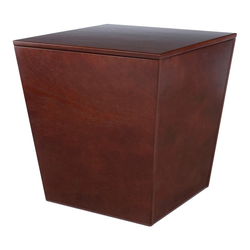 Pemberly Row Transitional Solid Wood Storage End Table in Antique Walnut