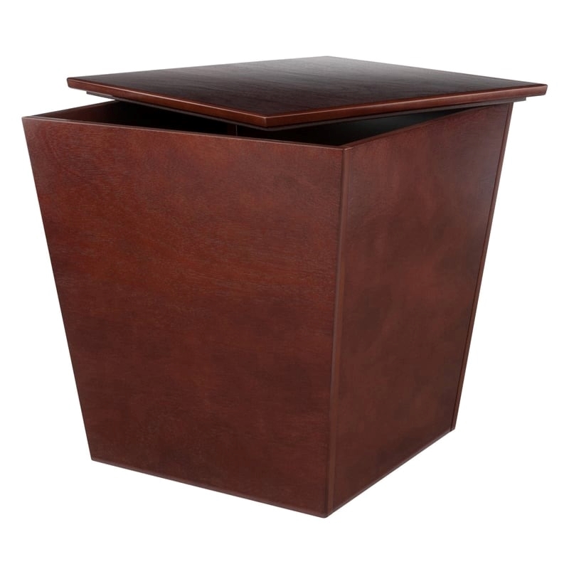 Pemberly Row Transitional Solid Wood Storage End Table in Antique Walnut