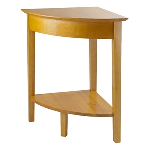 Pemberly Row Transitional Solid Wood Corner Table in Honey Pine