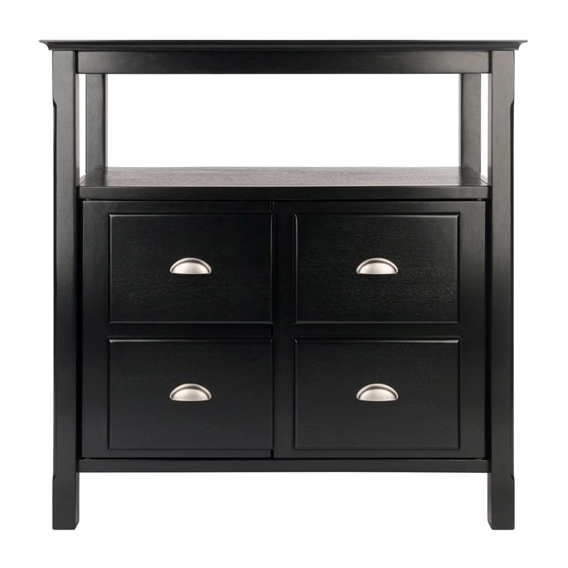 Pemberly Row 2-Door Transitional Solid Wood Buffet Table in Black