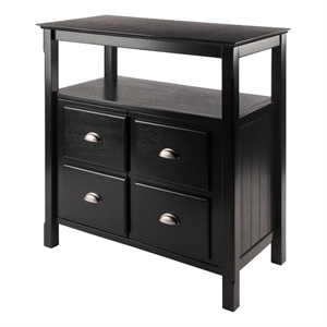 Pemberly Row 2-Door Transitional Solid Wood Buffet Table in Black