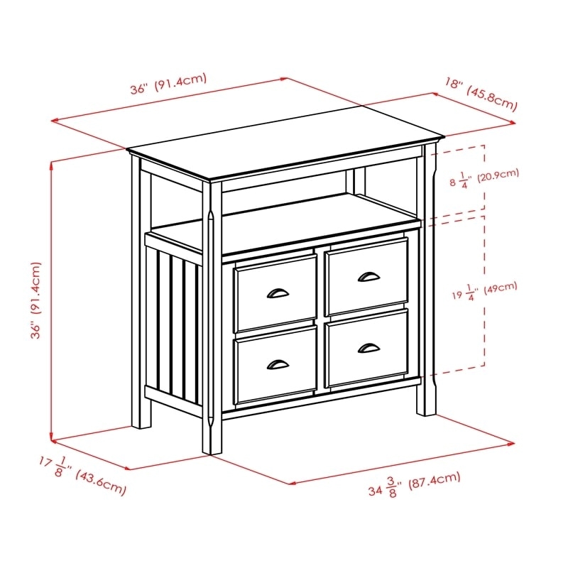 Pemberly Row 2-Door Transitional Solid Wood Buffet Table in Black