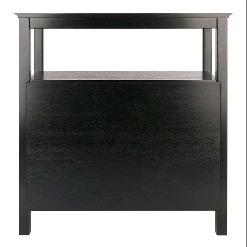 Pemberly Row 2-Door Transitional Solid Wood Buffet Table in Black