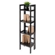 Pemberly Row 4-Tier Modern Solid Wood Folding Bookshelf in Black/Walnut
