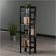 Pemberly Row 4-Tier Modern Solid Wood Folding Bookshelf in Black/Walnut