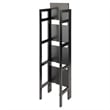 Pemberly Row 4-Tier Modern Solid Wood Folding Bookshelf in Black/Walnut