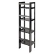 Pemberly Row 4-Tier Modern Solid Wood Folding Bookshelf in Black/Walnut