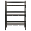 Pemberly Row 3-Tier Stackable and Folding Solid Wood Book Shelf in Black
