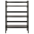 Pemberly Row 3-Tier Stackable and Folding Solid Wood Book Shelf in Black