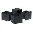 Pemberly Row Foldable Transitional Fabric Basket in Black (Set of 4)