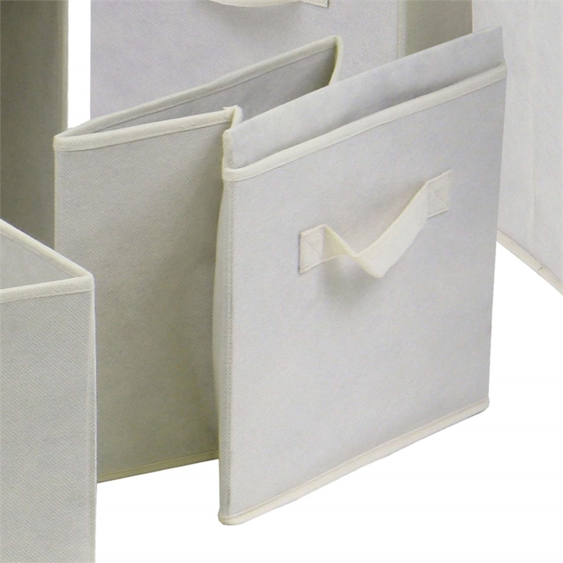 Pemberly Row Foldable Transitional Fabric Basket in Beige (Set of 6)
