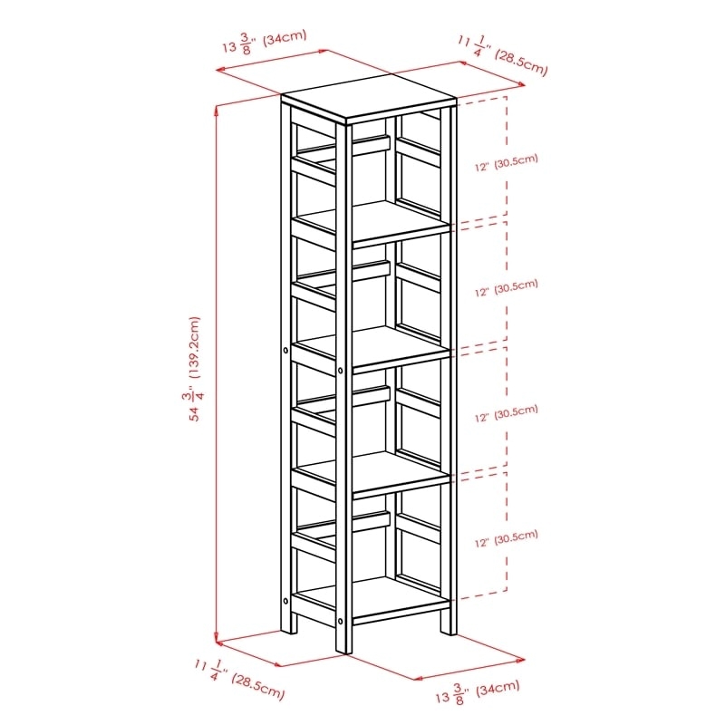 Pemberly Row 4-Section Solid Wood Storage Shelf w/ 4-Baskets in Espresso/Black