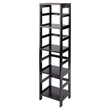 Pemberly Row 4-Section Solid Wood Storage Shelf w/ 4-Baskets in Espresso/Black