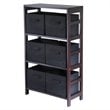 Pemberly Row 7-Piece Solid Wood Storage Set with Baskets in Espresso/Black