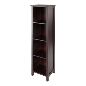 Pemberly Row 4-Tier Tall Solid Wood Storage Book Shelf in Antique Walnut