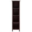 Pemberly Row 4-Tier Tall Solid Wood Storage Book Shelf in Antique Walnut