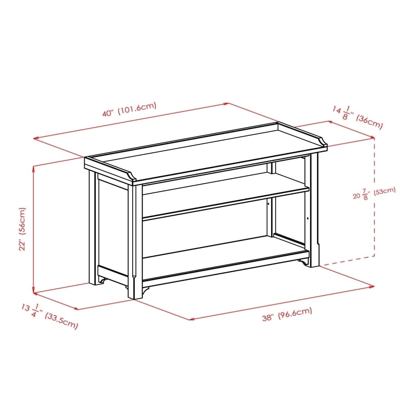 Pemberly Row Transitional Solid Wood Storage Bench in Antique Walnut
