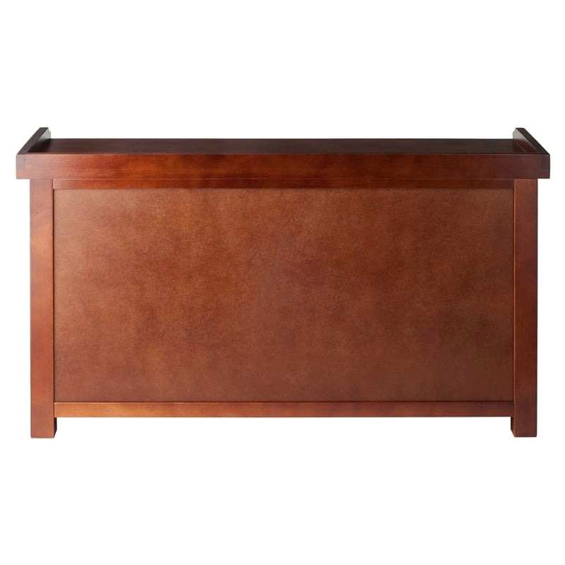 Pemberly Row Transitional Solid Wood Storage Bench in Antique Walnut